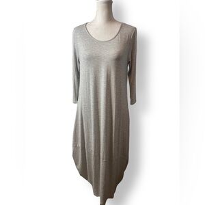 Pastel by Vivienne Size M Heather Gray Casual Dress Jersey 3/4 Sleeve Long